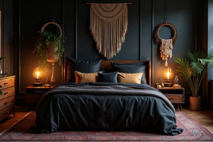 moody eclectic bedroom decor