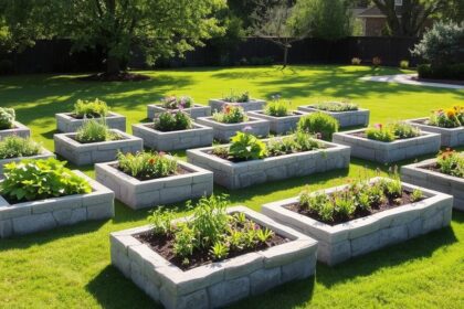 elegant stone garden beds