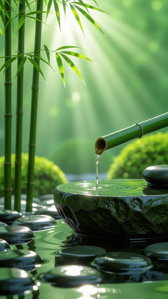 bamboo water feature serenity