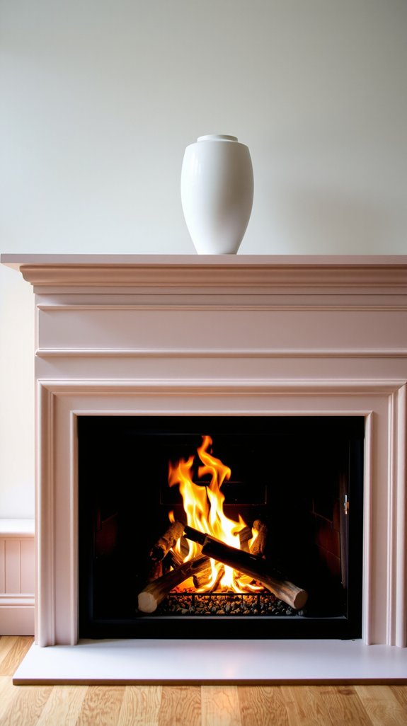 blush pink fireplace decor