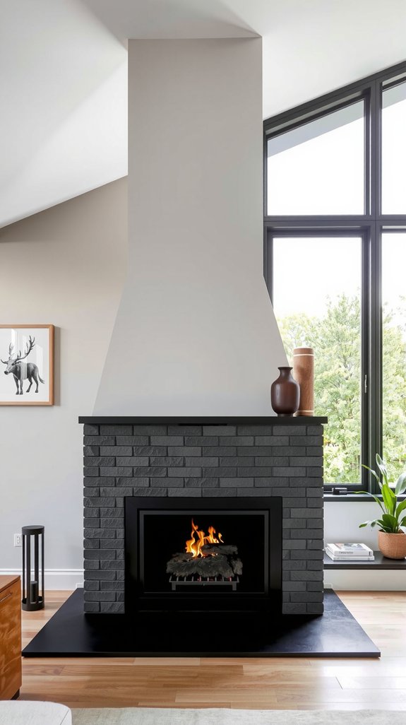 bold two tone fireplace design