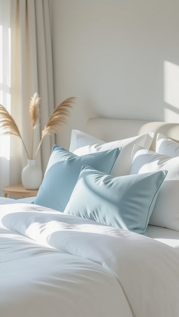 calming powder blue pillows