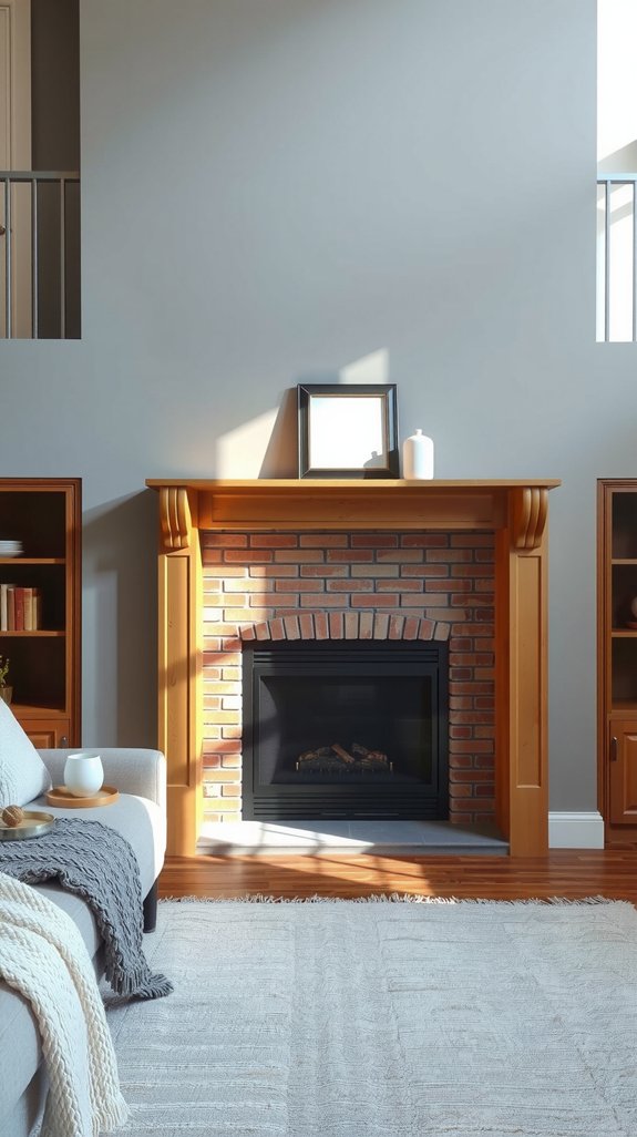 calming soft gray fireplace paint