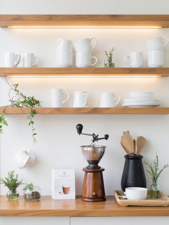 charming open shelving unit