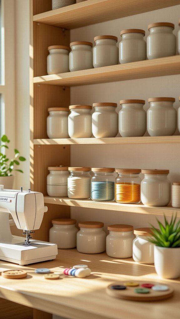 charming organized sewing supplies