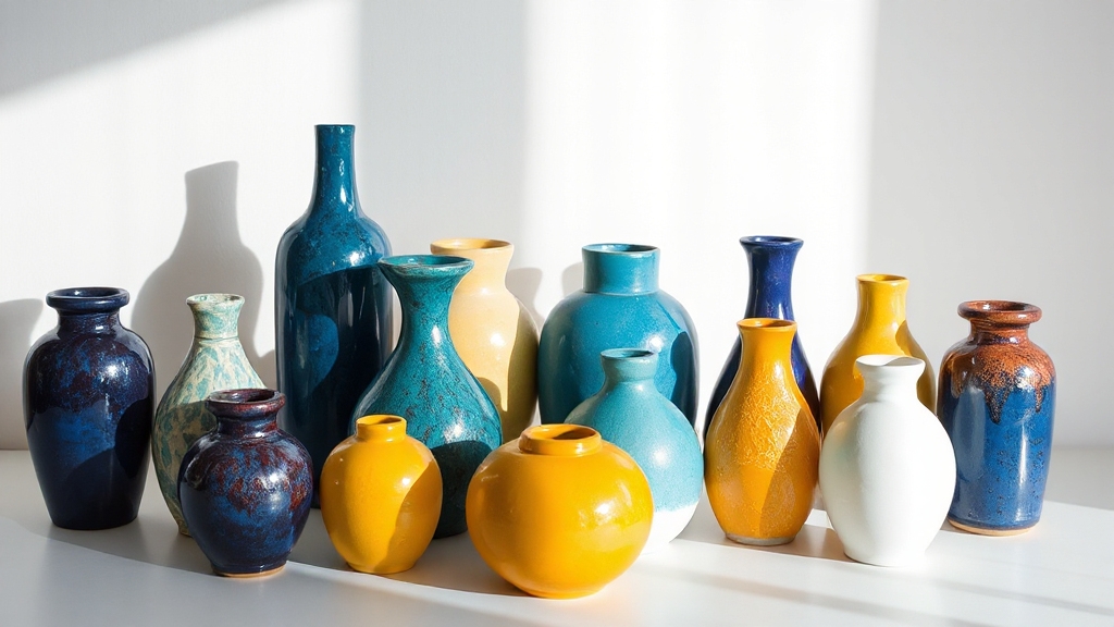 colorful ceramic vase arrangements