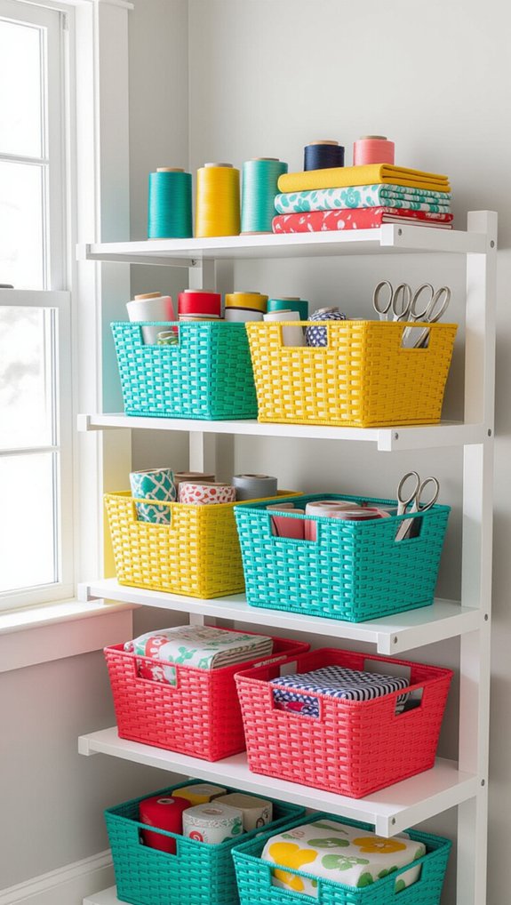 colorful organized sewing supplies