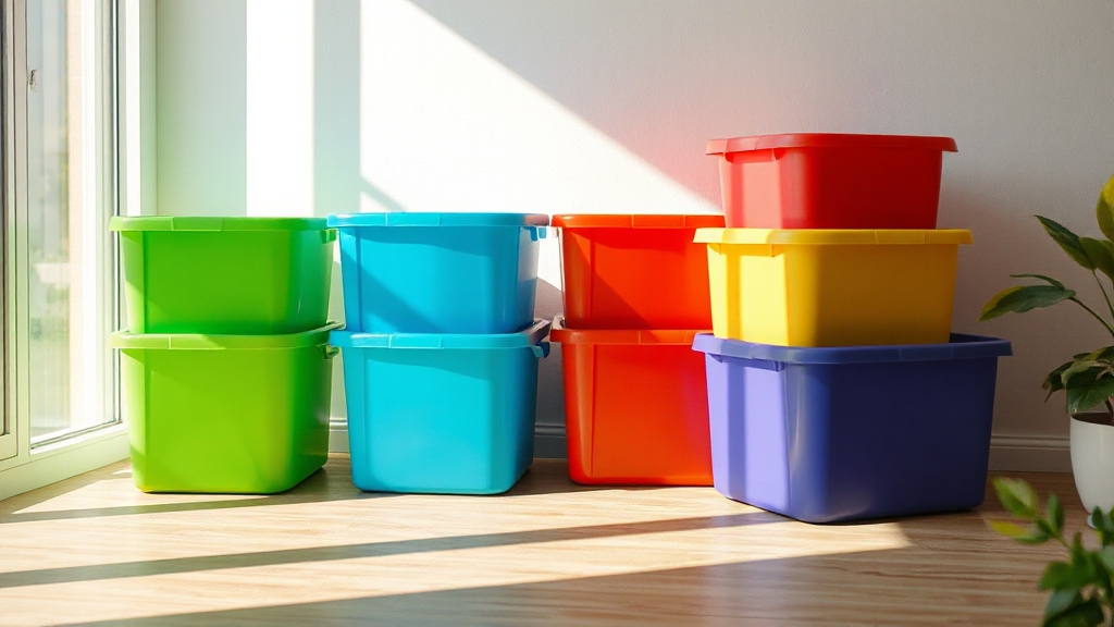 colorful storage bin organization