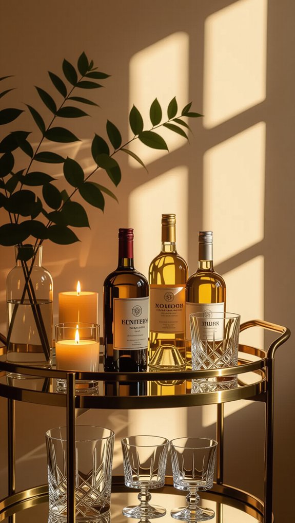 cozy candlelit bar cart