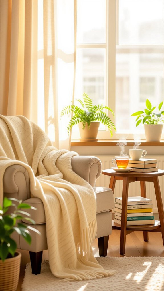 cozy colorful reading nook