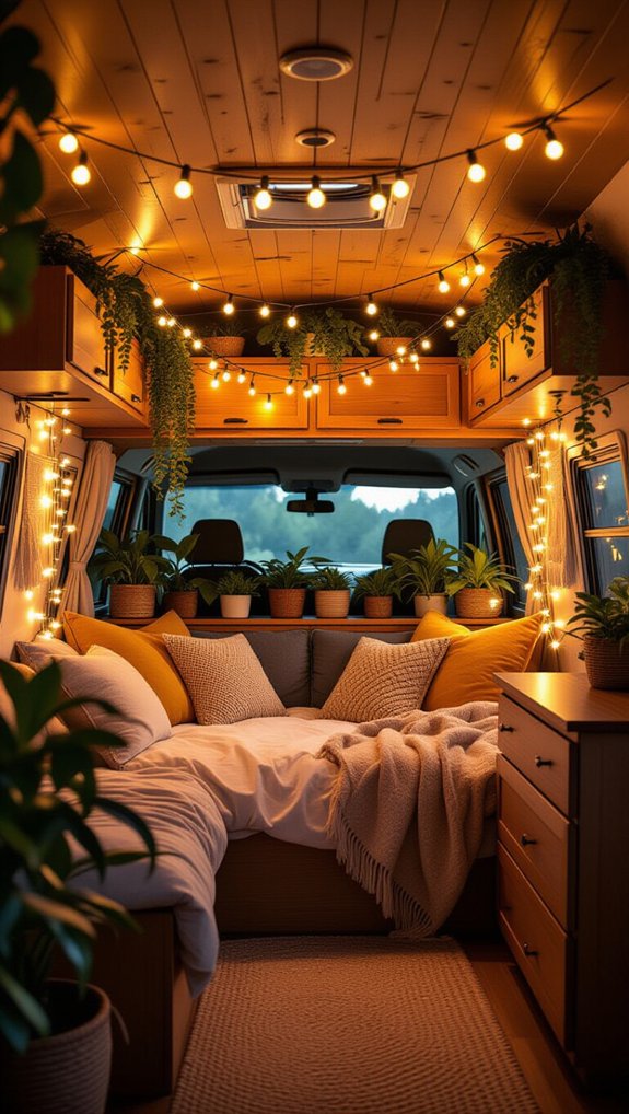 cozy string lights installation