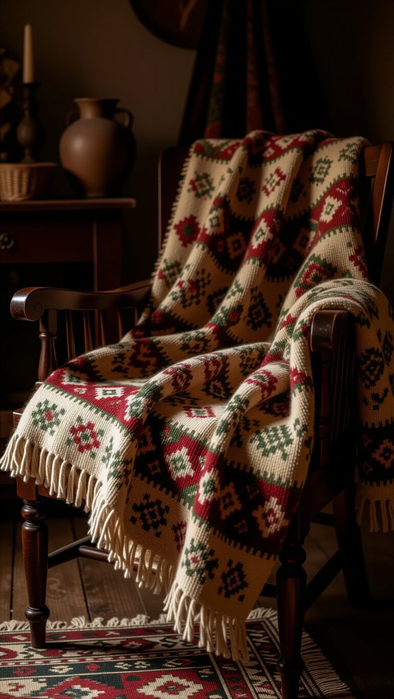 cozy vintage textile layering