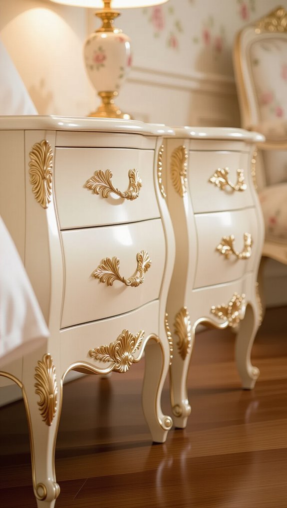 elegant rococo nightstands pair