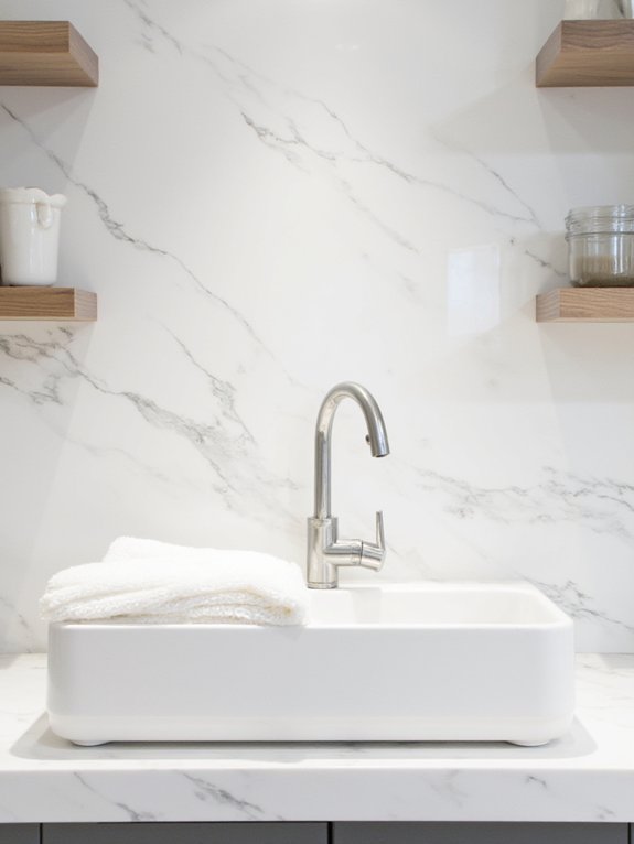 elegant white marble backsplash