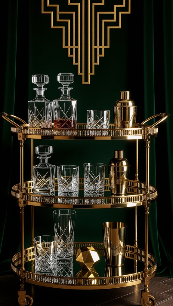 glamorous art deco bar cart