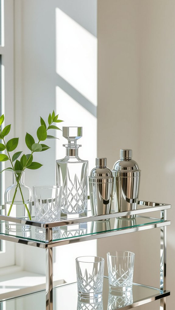 glass bar cart organization tips