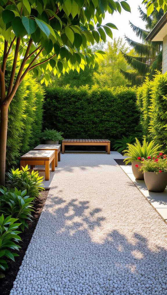 gravel patio with landscaping fabric