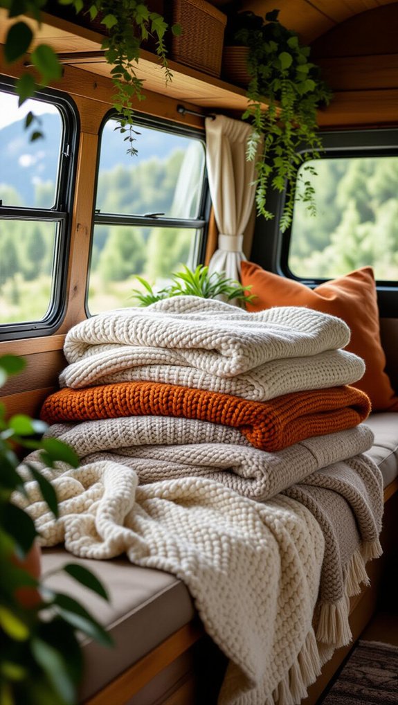 layered textured throw blankets