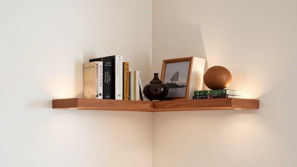 led lit corner shelves