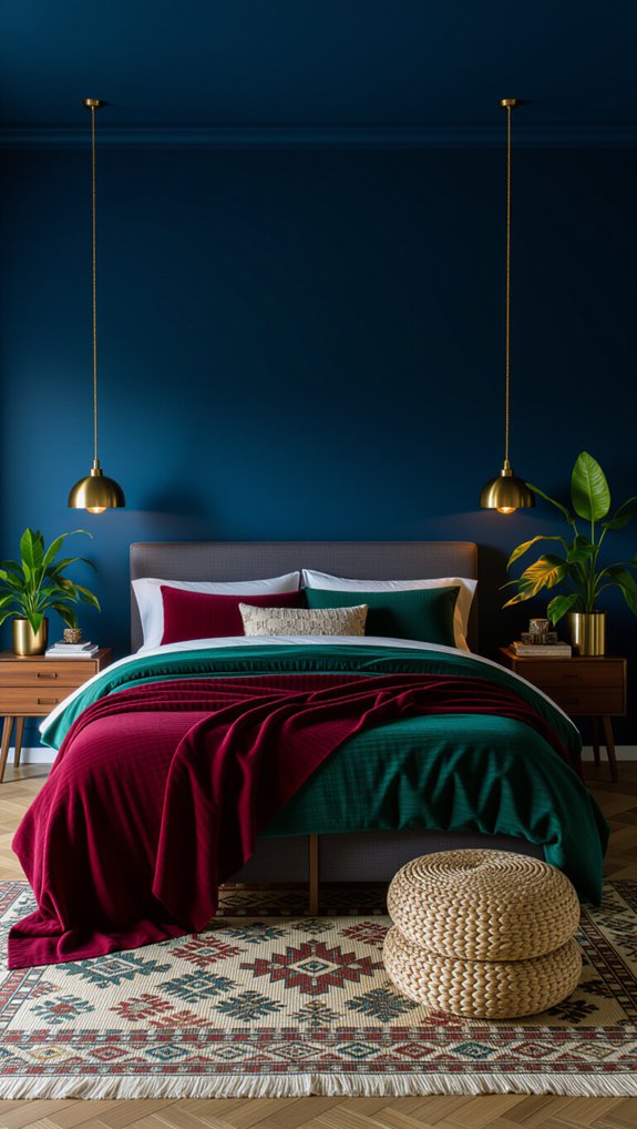 luxurious jewel toned bedroom walls