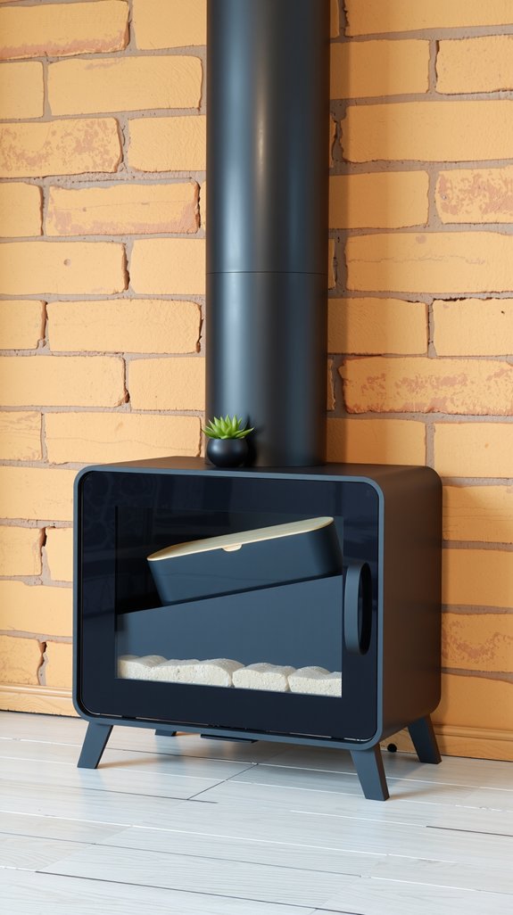 matte black modern fireplace design
