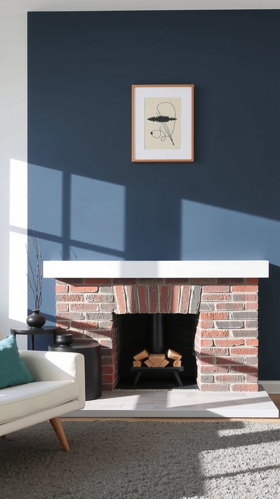 modern navy blue fireplace design