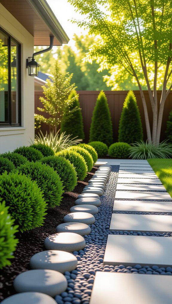 mulch and stone combination