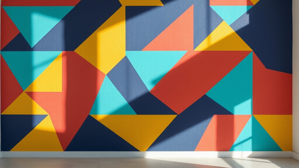 multicolor geometric accent wall