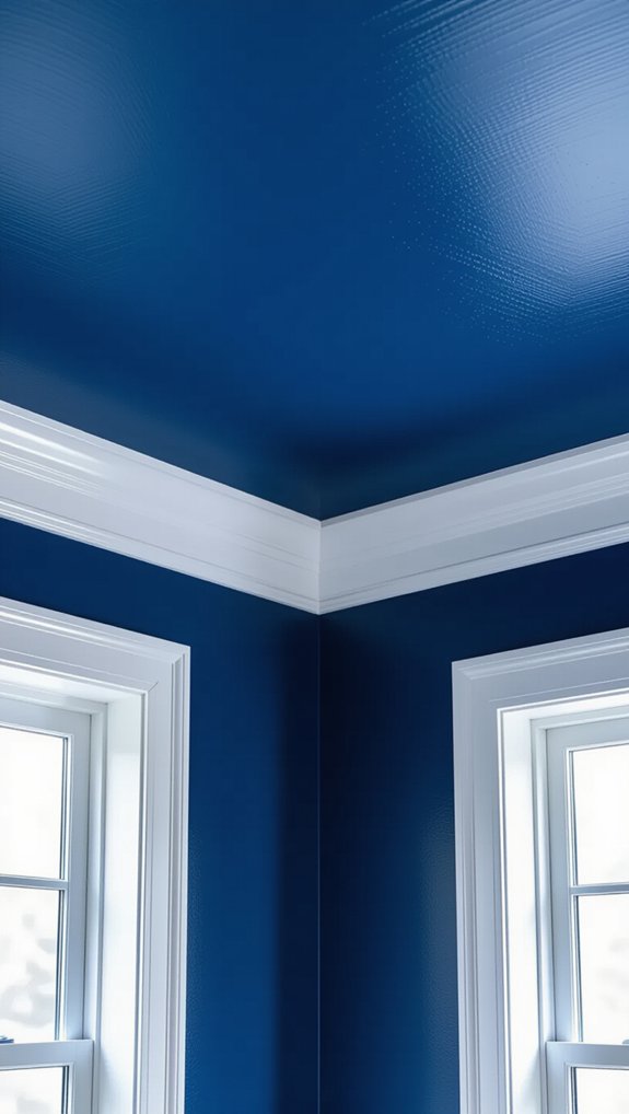 navy ceiling creates coziness