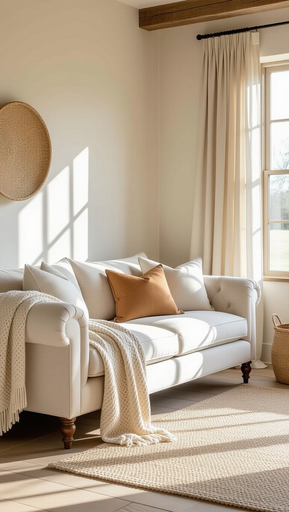 neutral linen sofa styling