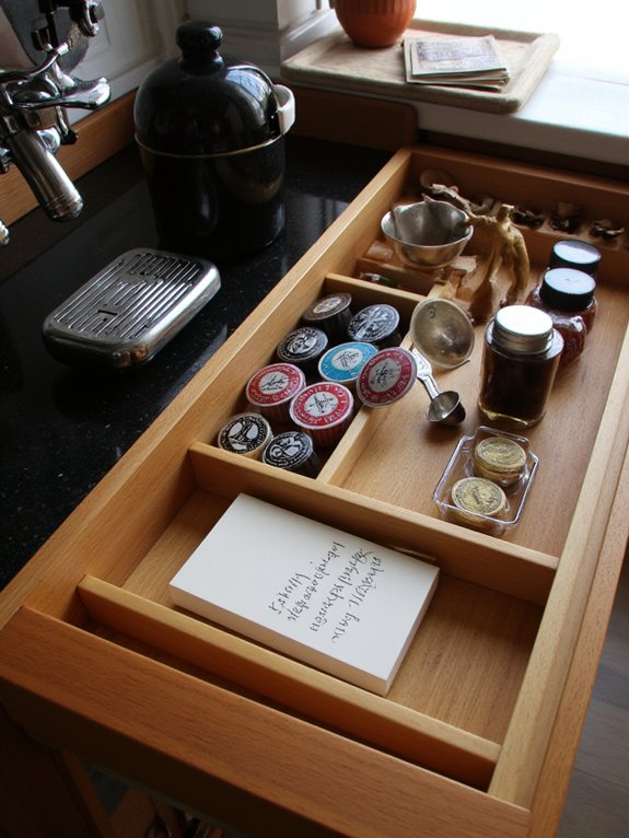 organized coffee drawer essentials