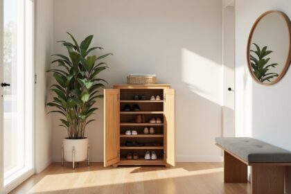 organized entryway shoe storage