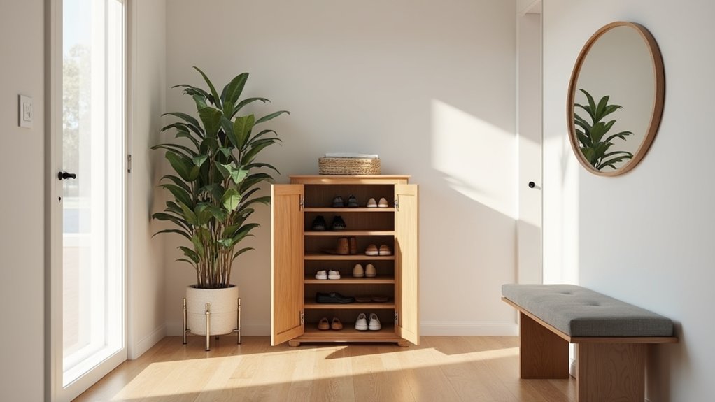 organized entryway shoe storage