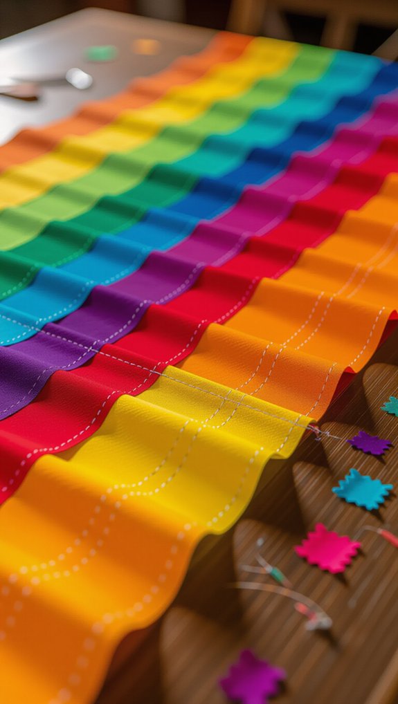 rainbow strip quilt assembly