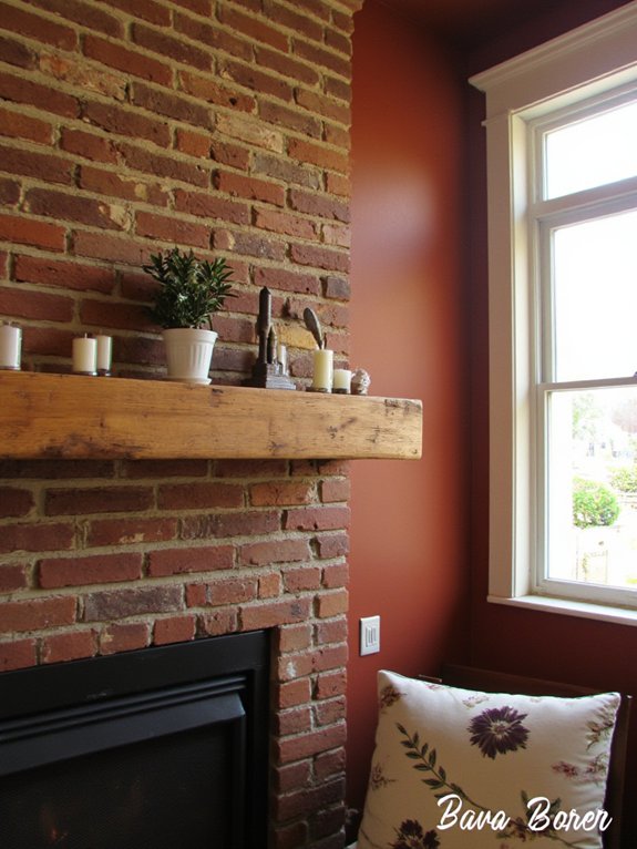 rustic beam mantel installation