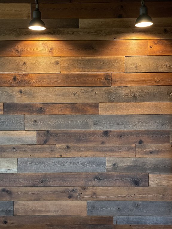 rustic reclaimed wood backsplash
