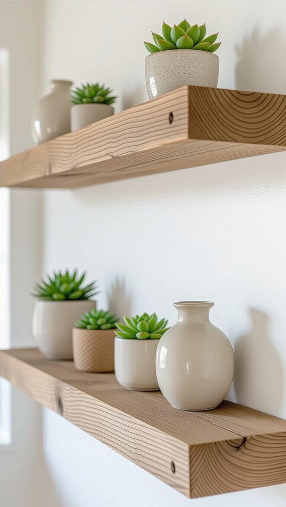 rustic reclaimed wood shelves