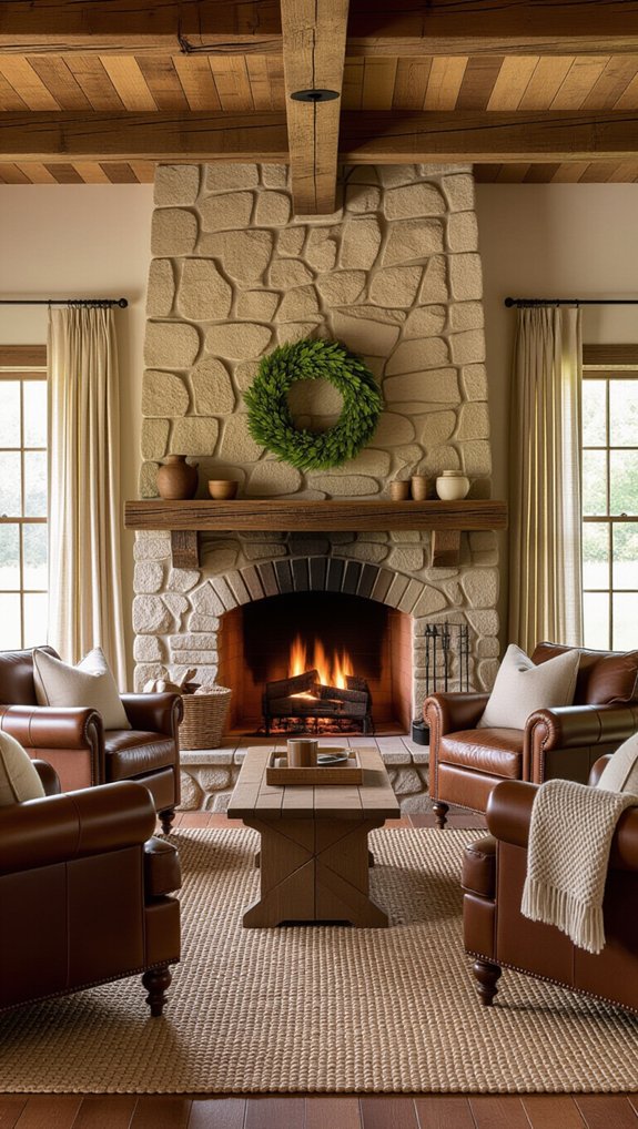 rustic stone fireplace charm