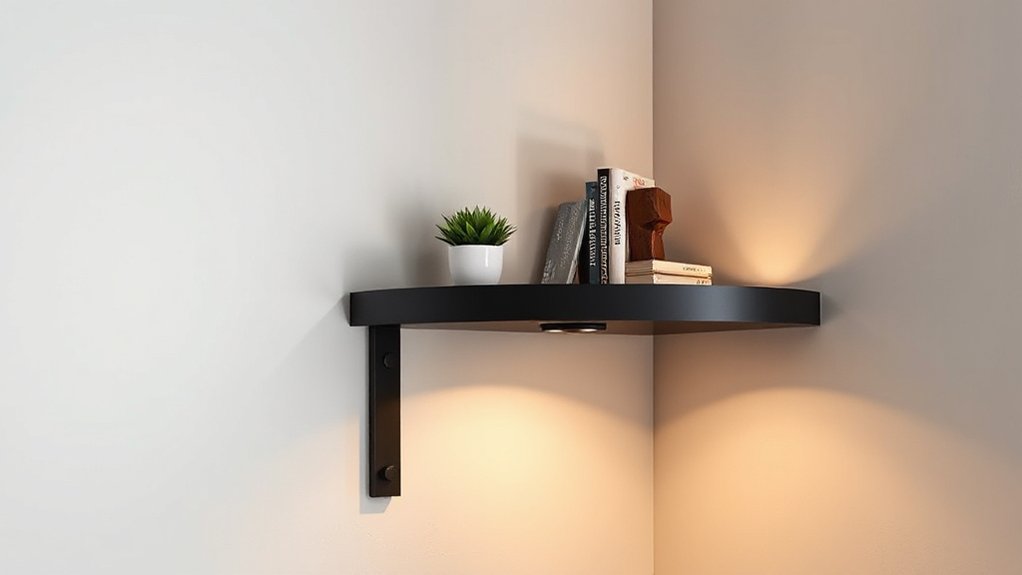 sleek industrial corner shelves