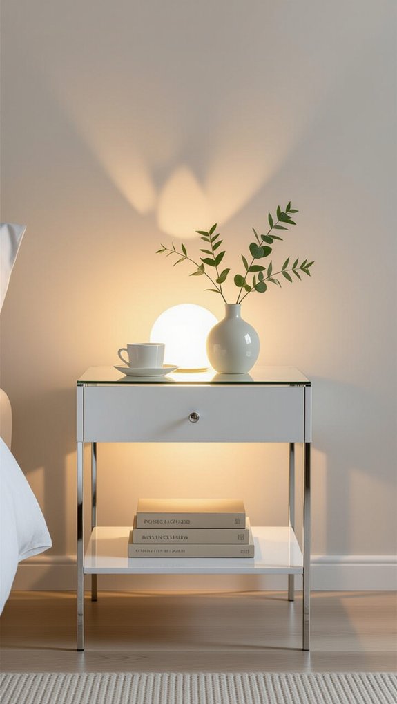 sleek modern glass nightstand