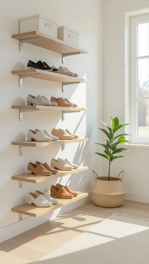 space saving wall shoe storage