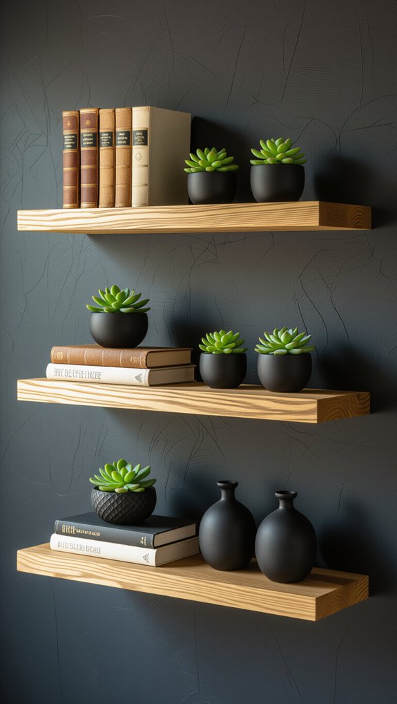 stylish functional wooden shelves