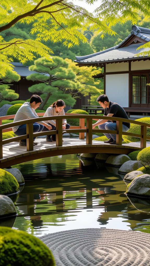 symbolic wooden bridge installation
