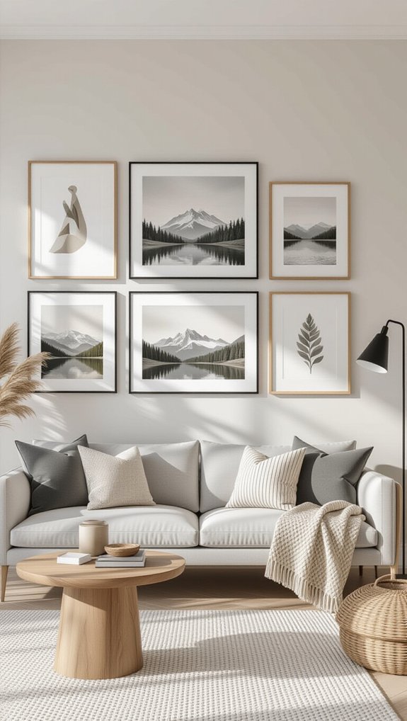 symmetrical gallery wall arrangement