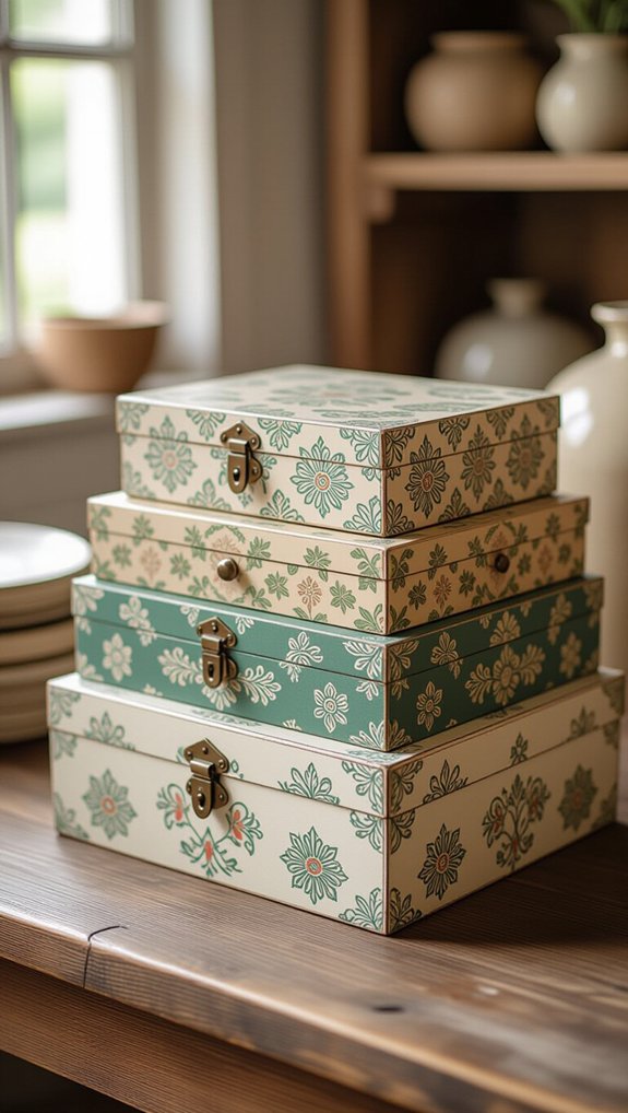 thrifted boxes for organization