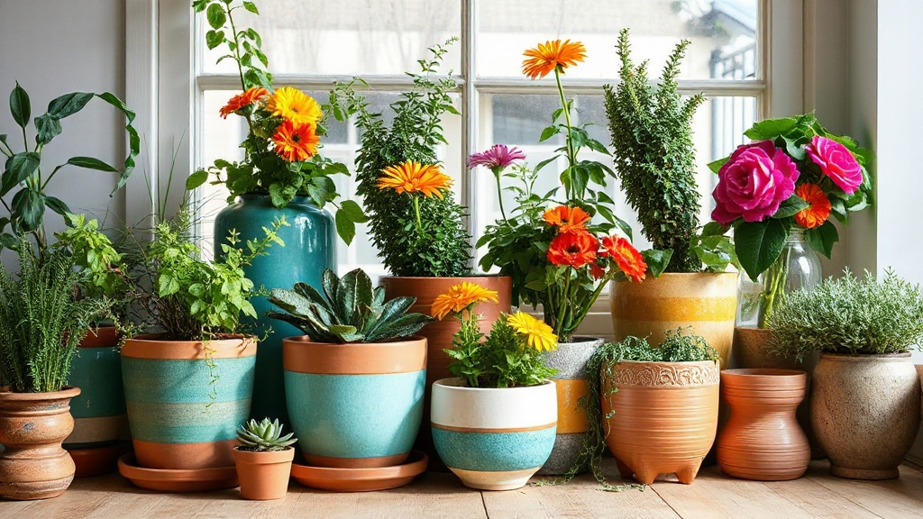 vibrant plant pot arrangement