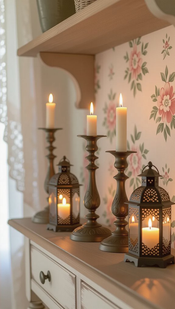vintage candle holder arrangements