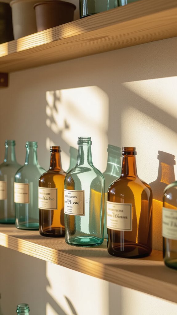 vintage glass bottle display