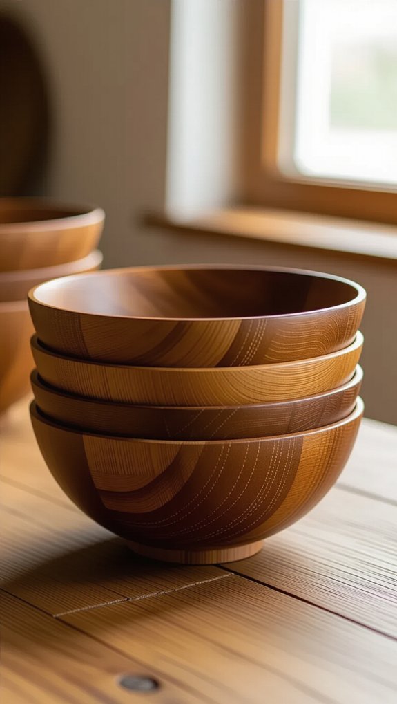 vintage wooden bowls styling