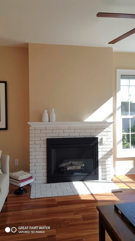 warm inviting beige fireplace